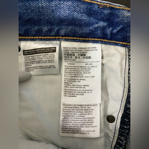 Levi's 505 Women’s Sz 29 Straight Leg Distressed Raw Hem Orange Tab Blue Jeans - Picture 10 of 11